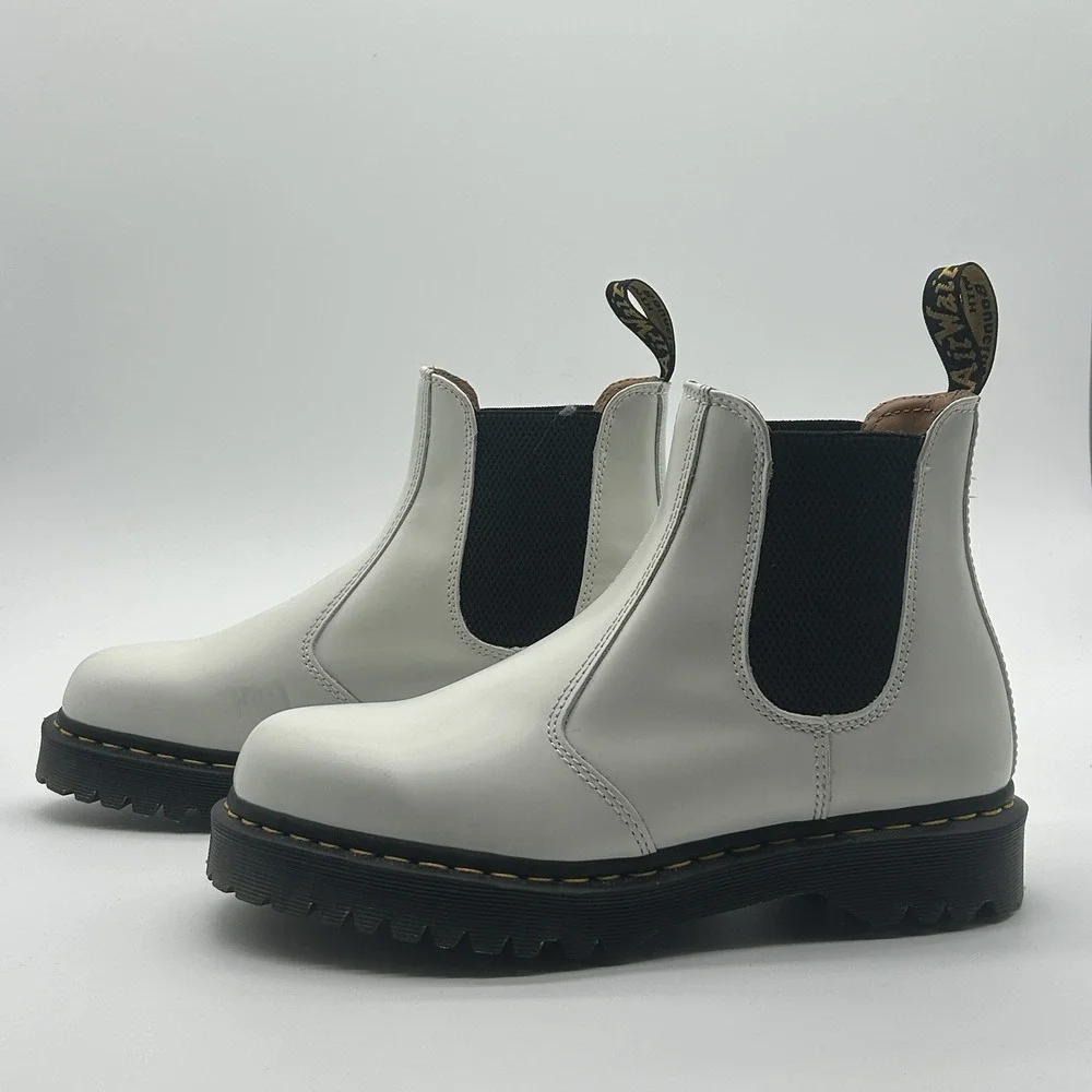 Dr Martens 2976 Bex White Smooth Leather Chelsea Boots Mens 10 Womens 11 UK 9